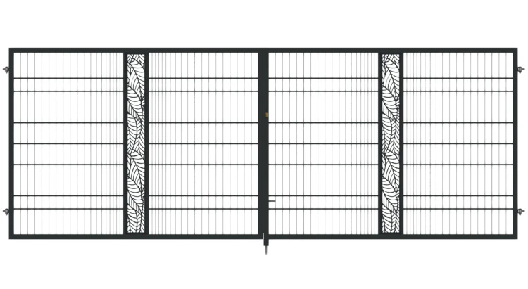 Brama ogrodzeniowa DECO panelowa dwuskrzydłowa metalowa grafitowa