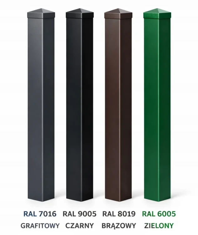 Słupek Ogrodzeniowy 60x60mm x 1,5mm x 200/230cm stalowy malowany różne kolory