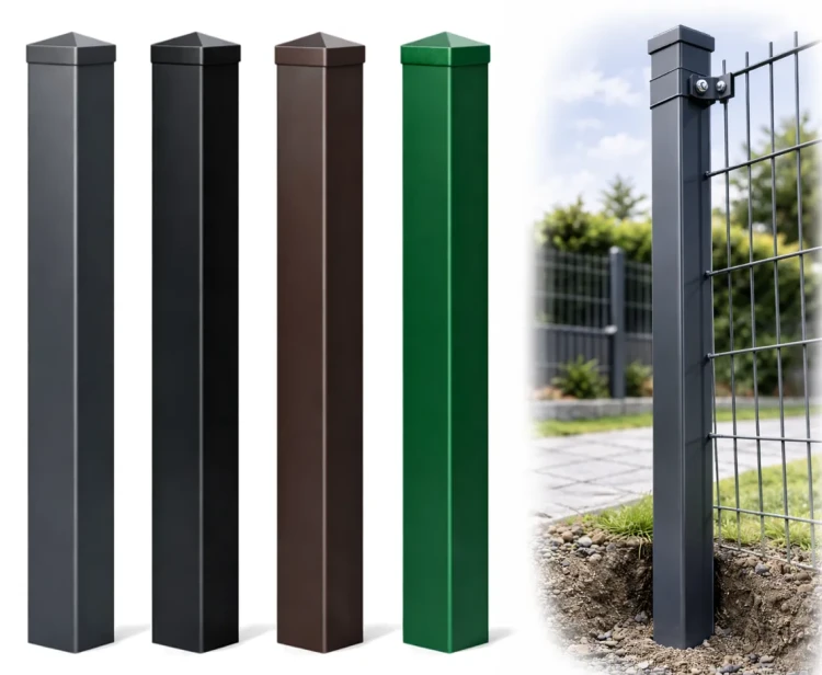 Słupek Ogrodzeniowy 80x80mm x 2,0mm x 200/230cm stalowy malowany różne kolory