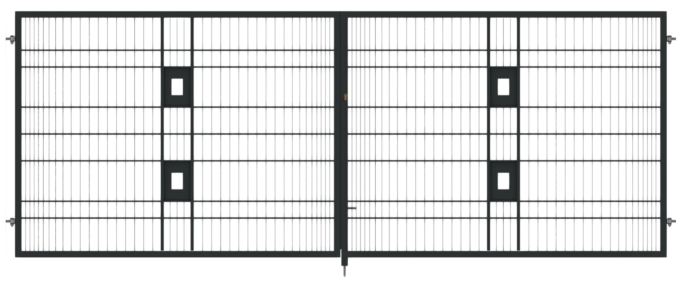 Brama ogrodzeniowa FINO panelowa dwuskrzydłowa metalowa grafitowa wysokość od 120 do 170 cm kolor pokrycia i sposób wykończenia do wyboru
